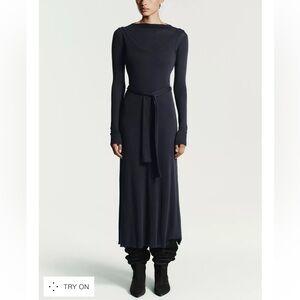 Zara NWT DOUBLE BELT EFFECT TIE DRESS